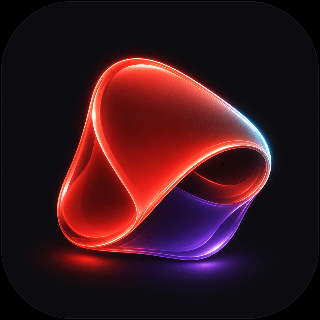 AuraVis glowing red and violet ribbon app icon